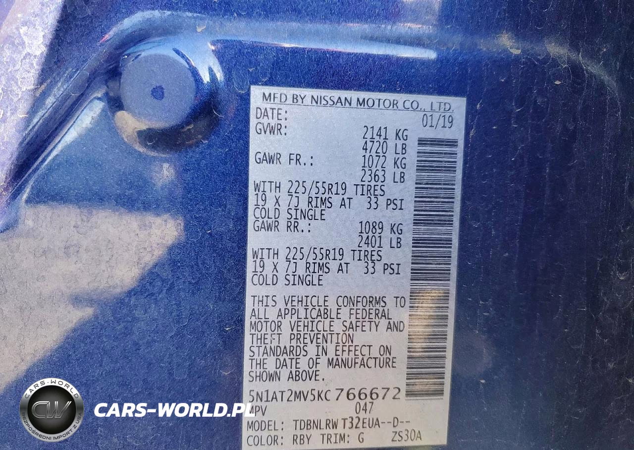 2019 Nissan Rogue S VIN:5N1AT2MV5KC766672 - 13