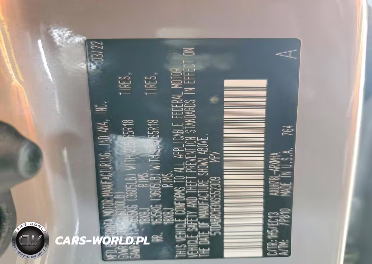 2022 Toyota Highlander Hybrid Xle VIN:5TDABRCH3NS552309 - 14