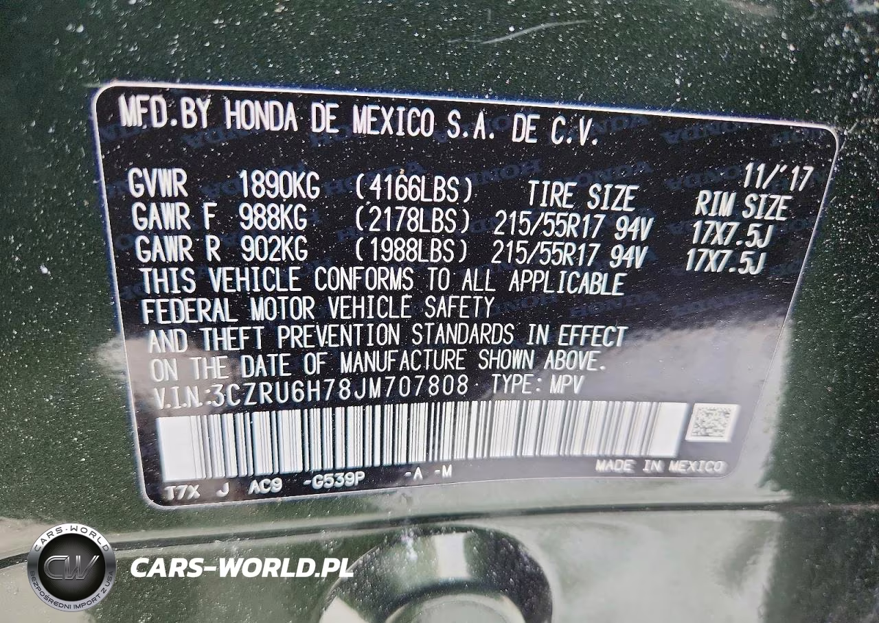2018 Honda Hr-V Exl VIN:3CZRU6H78JM707808 - 13
