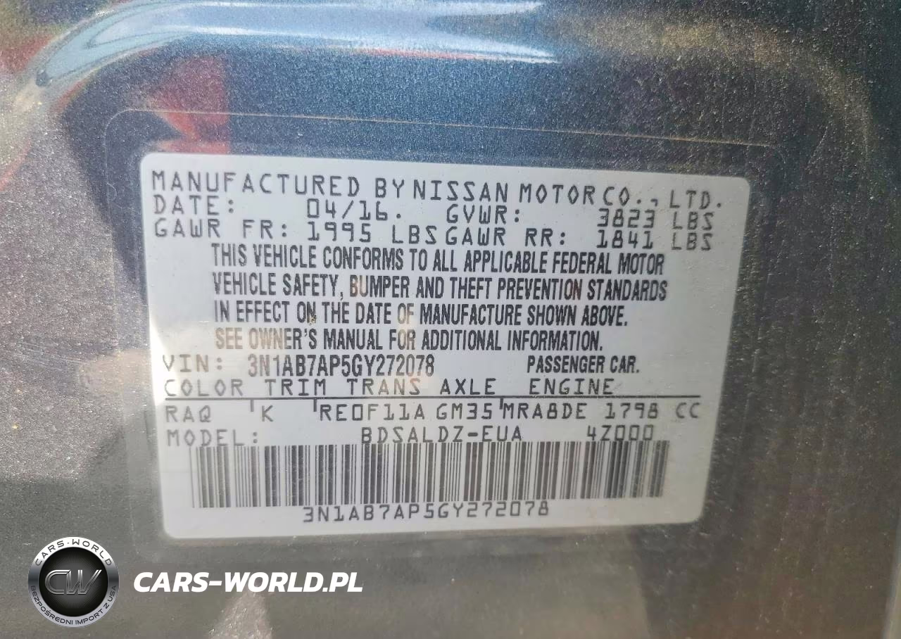 2016 Nissan Sentra S VIN:3N1AB7AP5GY272078 - 13