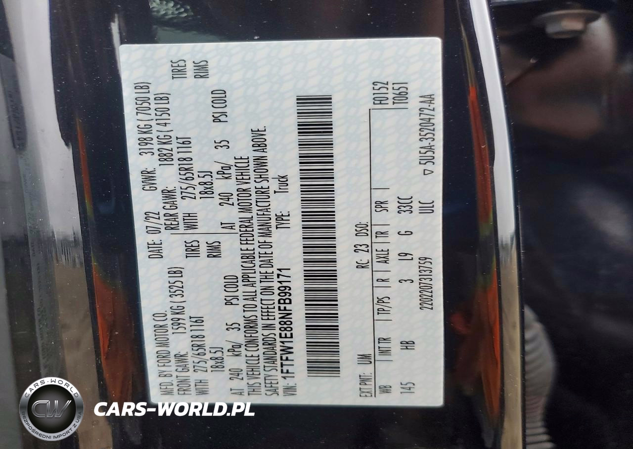 2022 Ford F150 Supercrew VIN:1FTFW1E88NFB99171 - 12