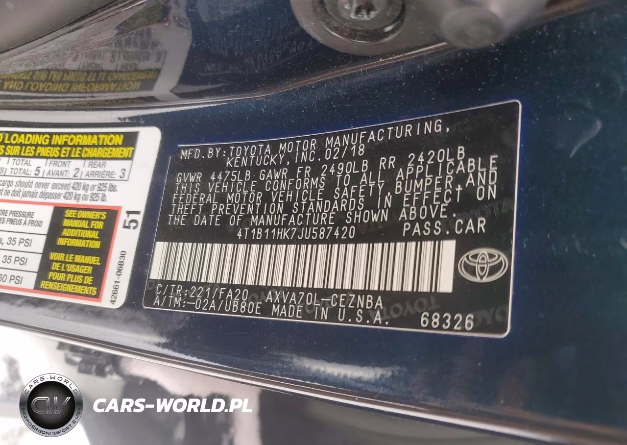 2018 Toyota Camry L VIN:4T1B11HK7JU587420 - 12