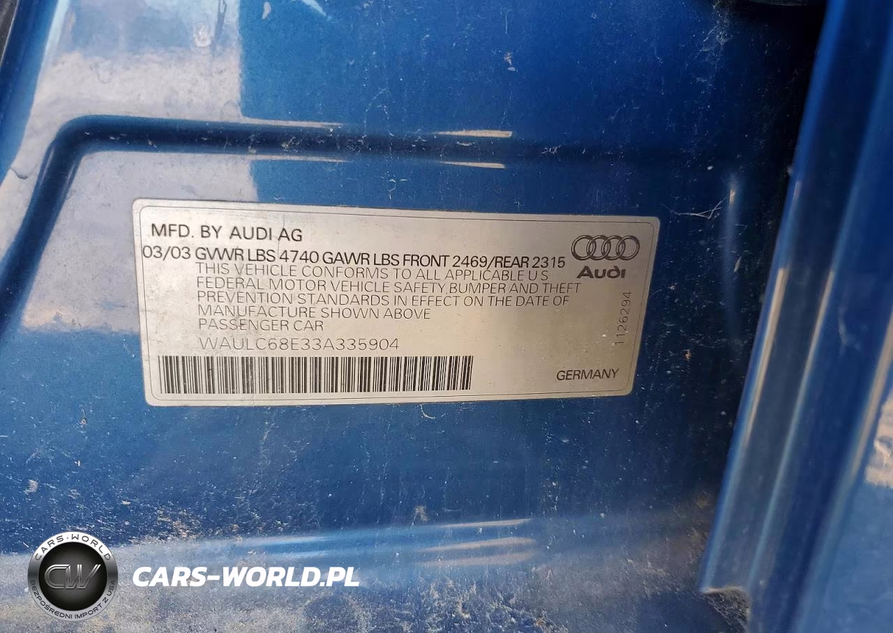 2003 Audi A4 1.8T Quattro VIN:WAULC68E33A335904 - 13