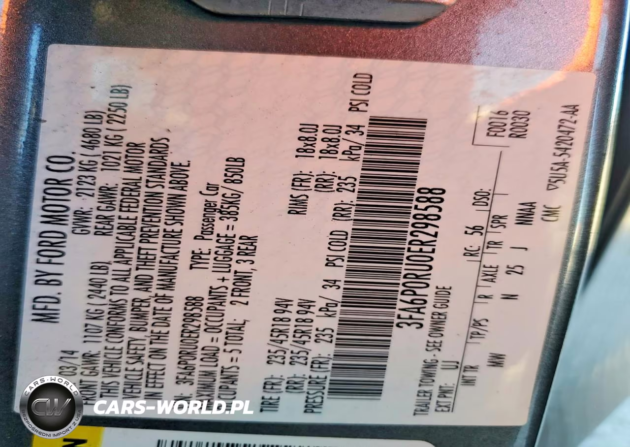 2014 Ford Fusion Titanium Hev VIN:3FA6P0RU0ER298588 - 12