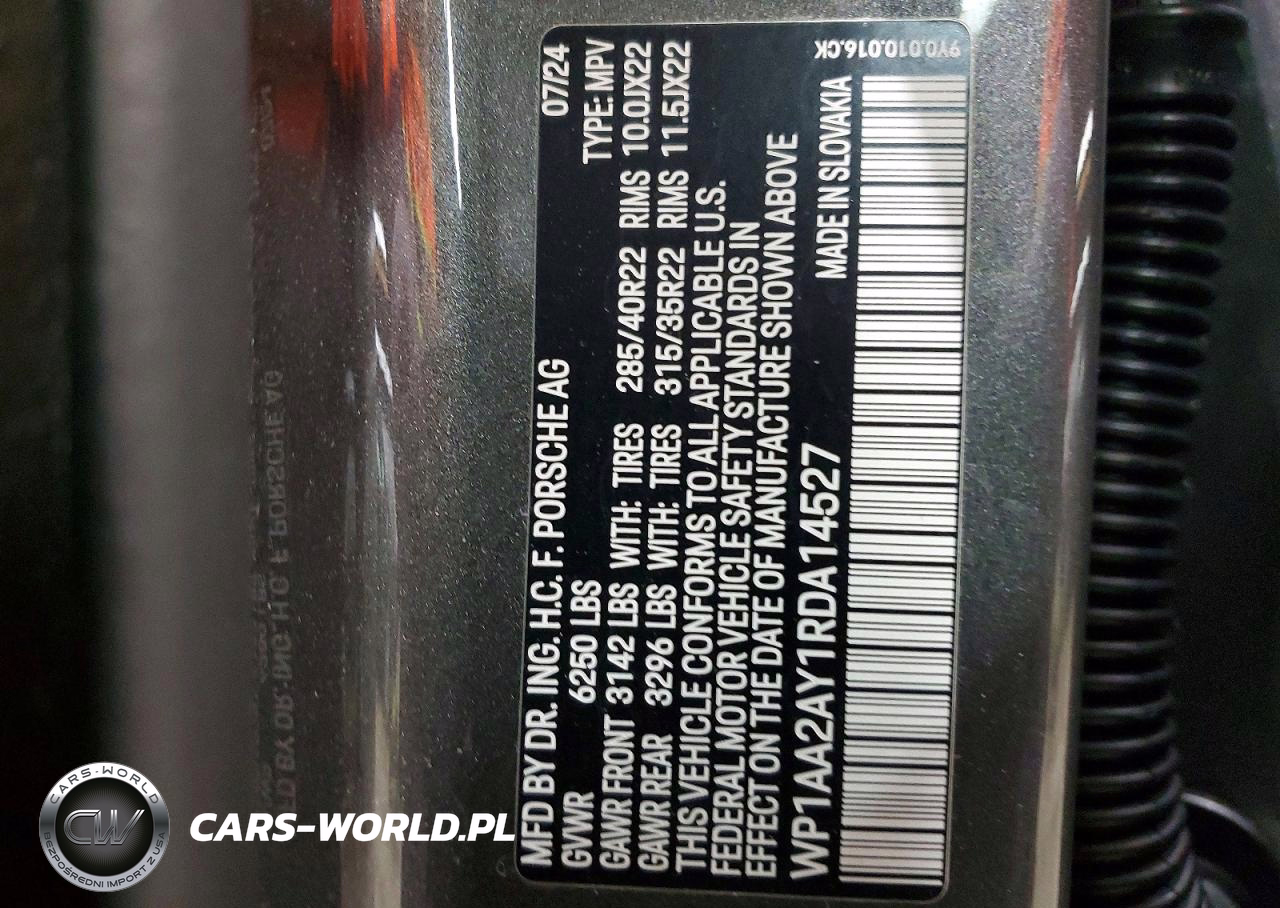 2024 Porsche Cayenne VIN:WP1AA2AY1RDA14527 - 14