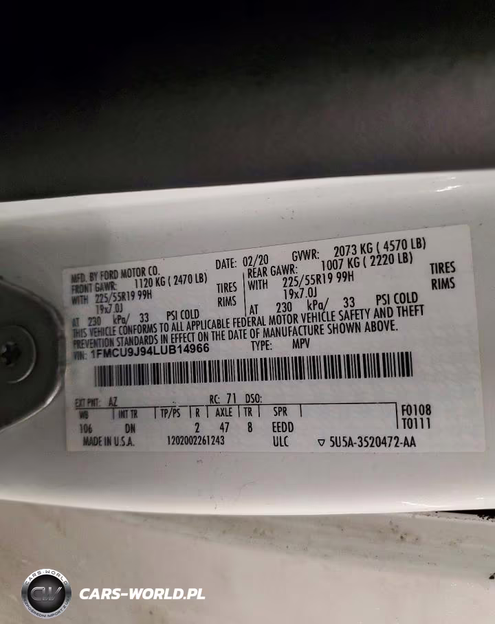 2020 Ford Escape Titanium VIN:1FMCU9J94LUB14966 - 13