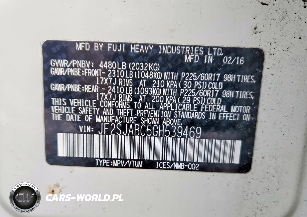 2016 Subaru Forester 2.5I VIN:JF2SJABC5GH539469 - 13