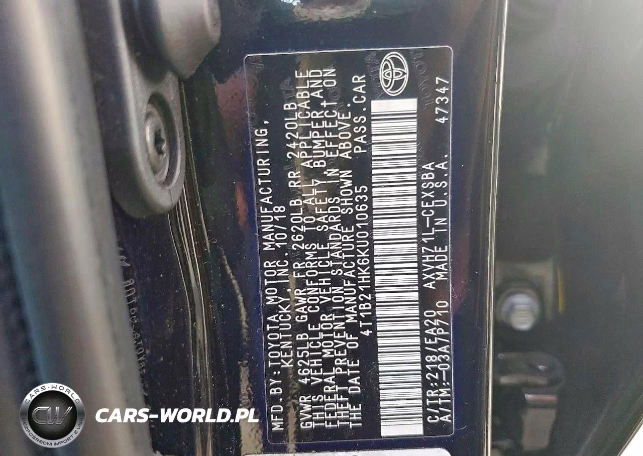 2019 Toyota Camry Hybrid VIN:4T1B21HK6KU010635 - 12