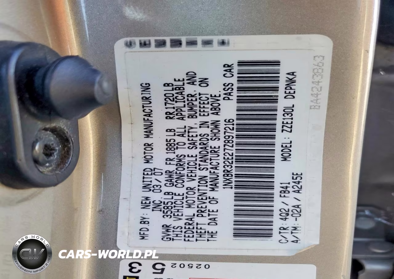 2007 Toyota Corolla Ce VIN:1NXBR32E27Z897216 - 12