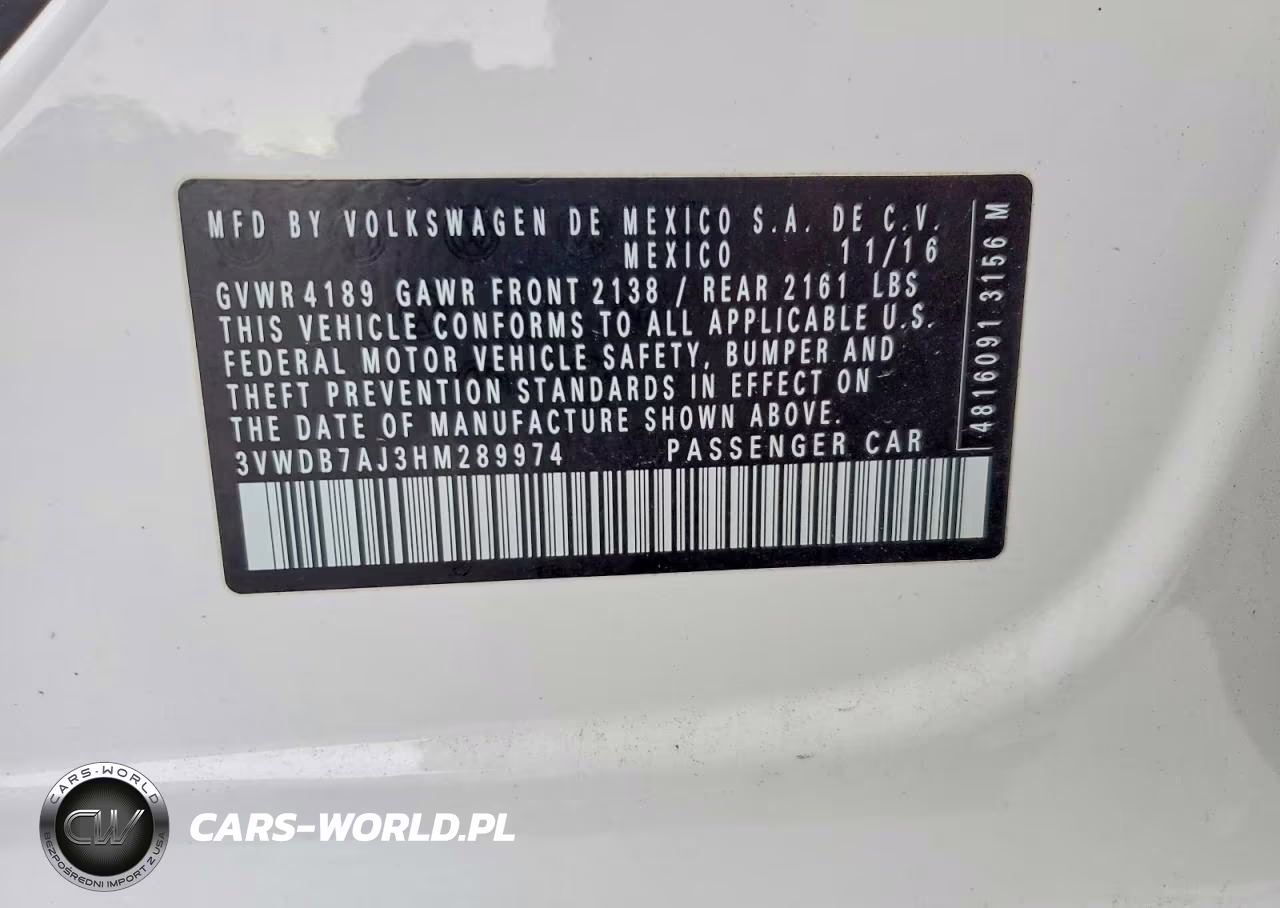 2017 Volkswagen Jetta Se VIN:3VWDB7AJ3HM289974 - 12