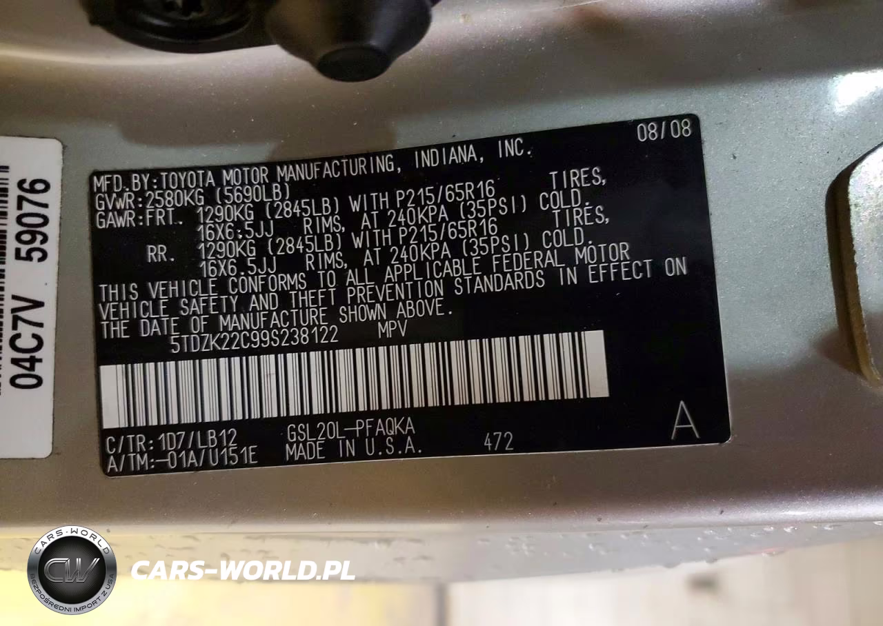 2009 Toyota Sienna Xle VIN:5TDZK22C99S238122 - 13