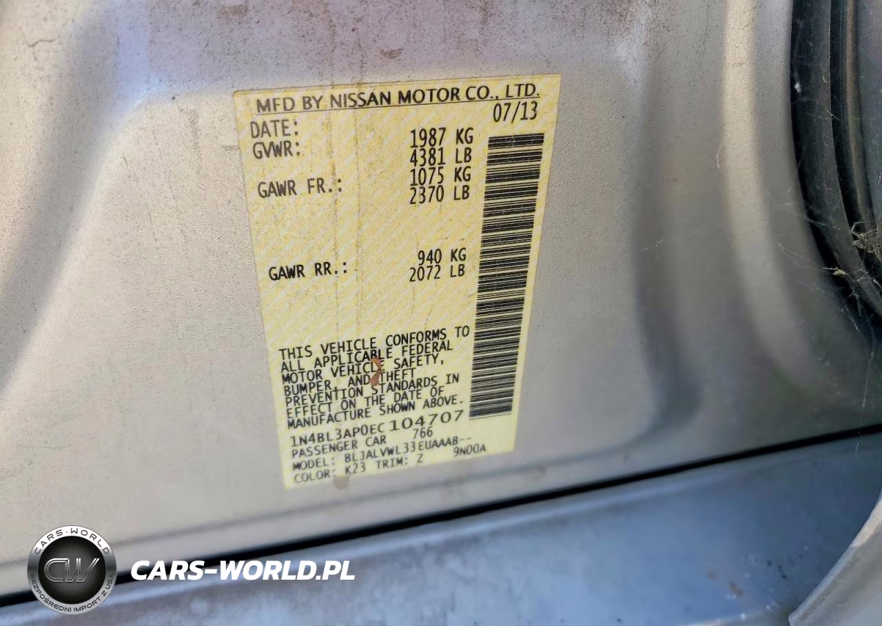 2014 Nissan Altima 3.5S VIN:1N4BL3AP0EC104707 - 12