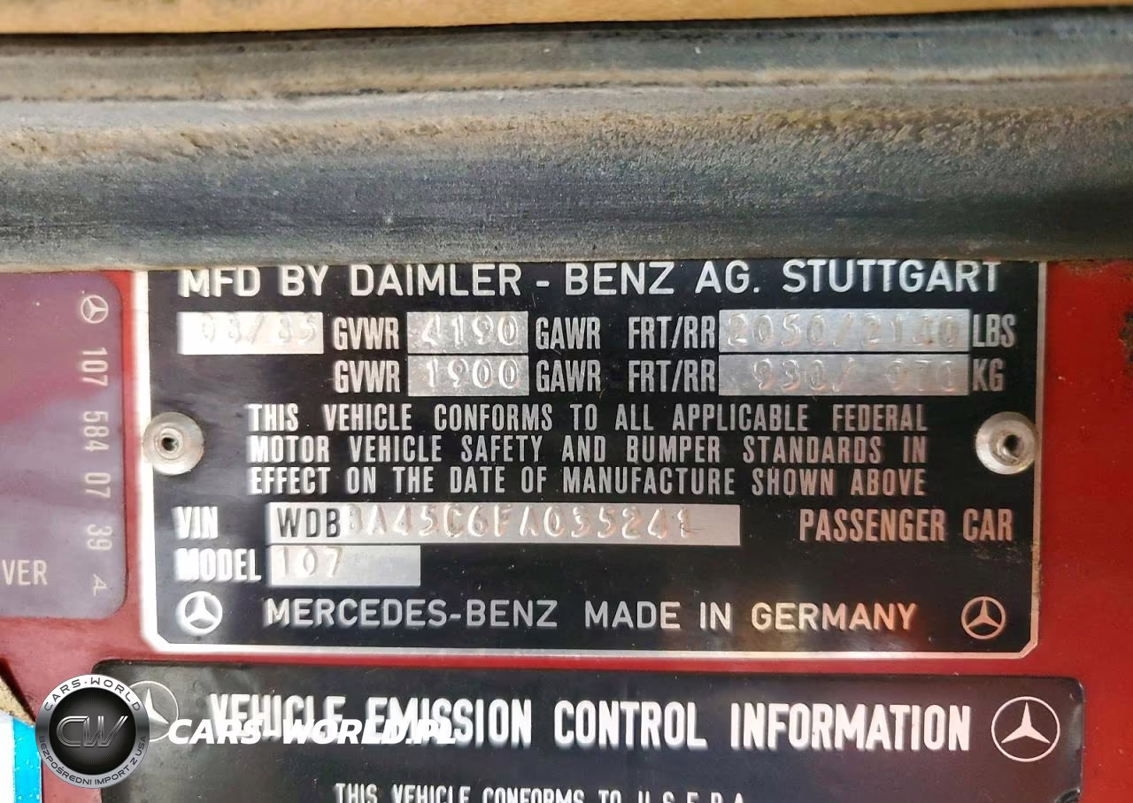 1985 Mercedes-Benz 380 Sl VIN:WDBBA45C6FA035241 - 12