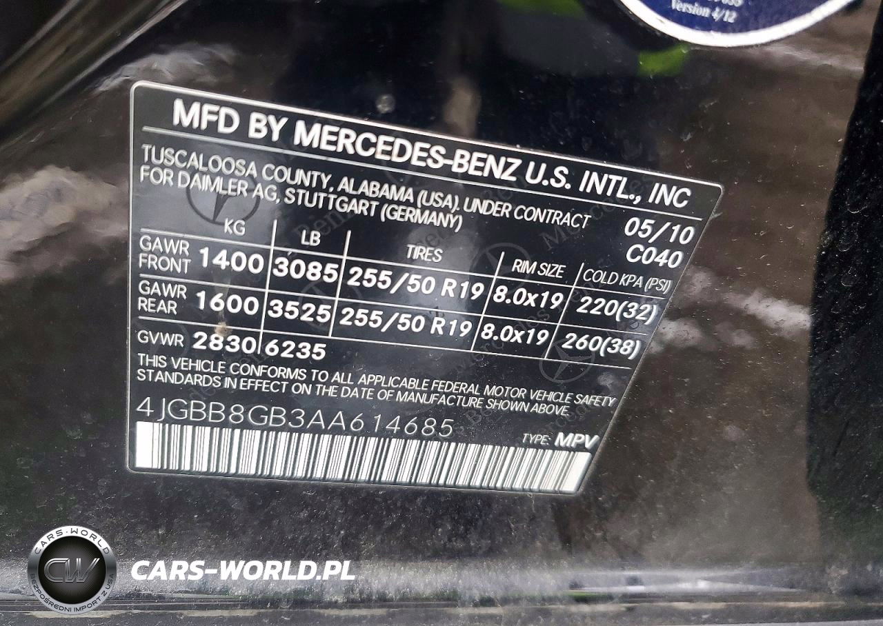 2010 Mercedes-Benz Ml 350 4Matic VIN:4JGBB8GB3AA614685 - 13