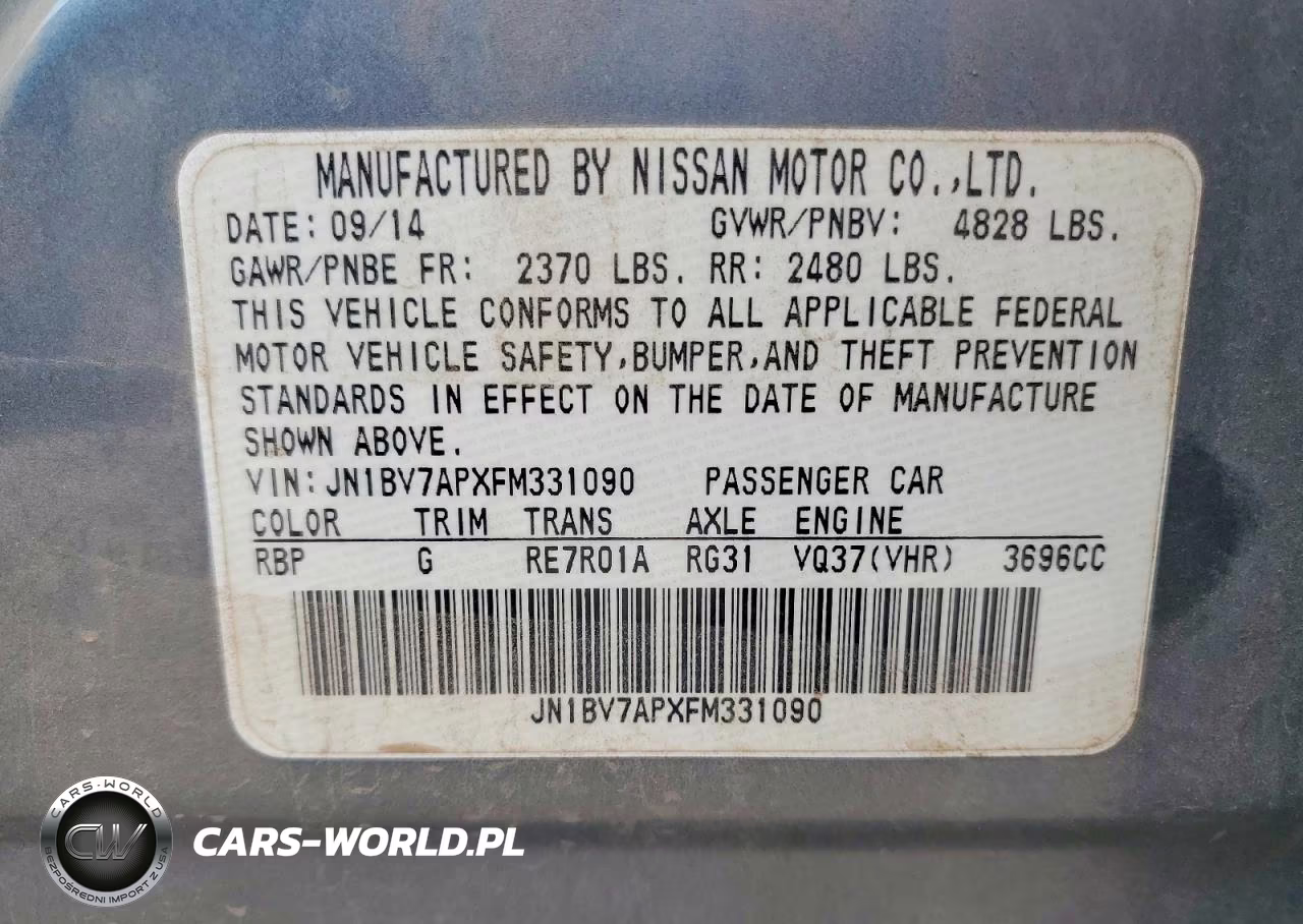 2015 Infiniti Q50 Premium VIN:JN1BV7APXFM331090 - 12