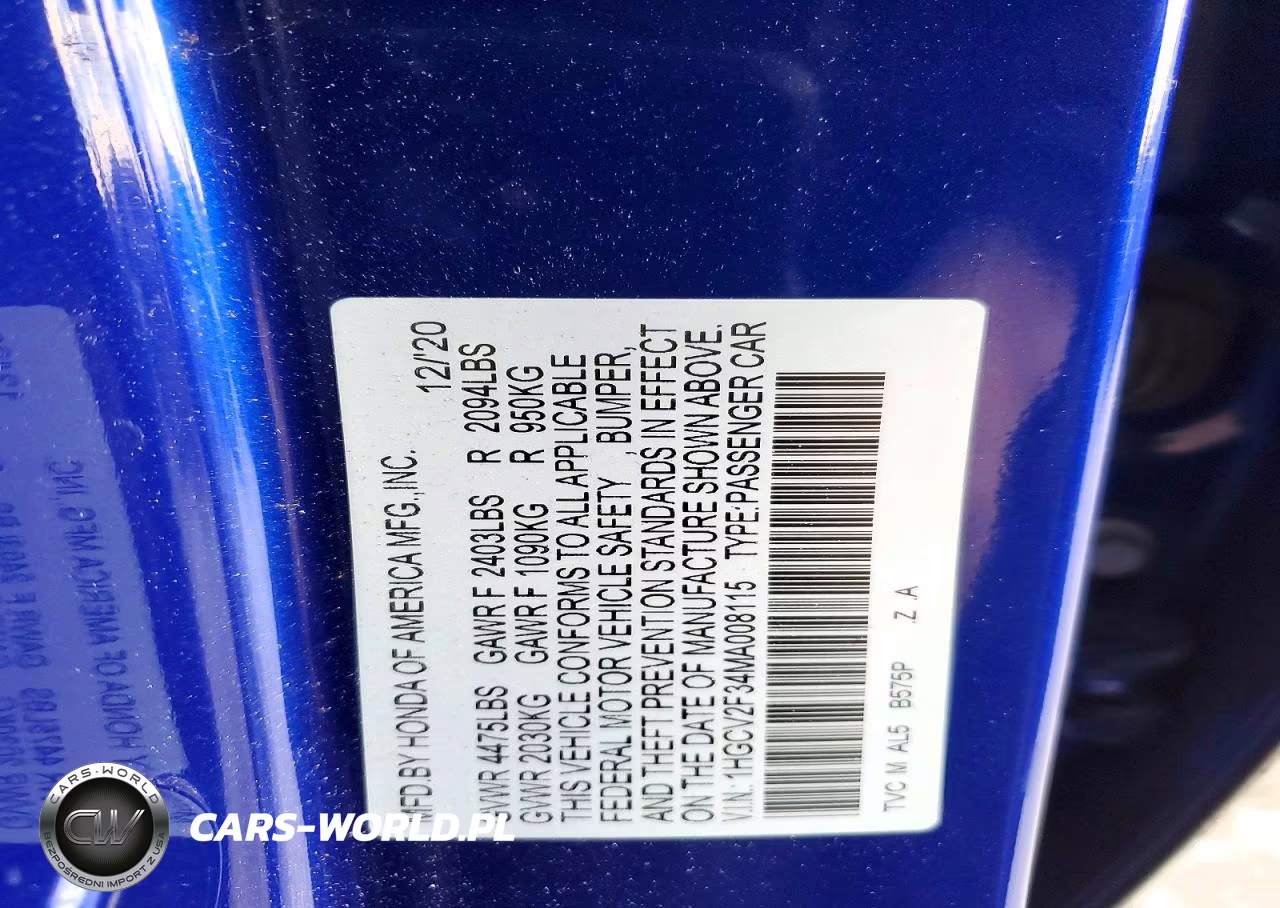 2021 Honda Accord Sport VIN:1HGCV2F34MA008115 - 12