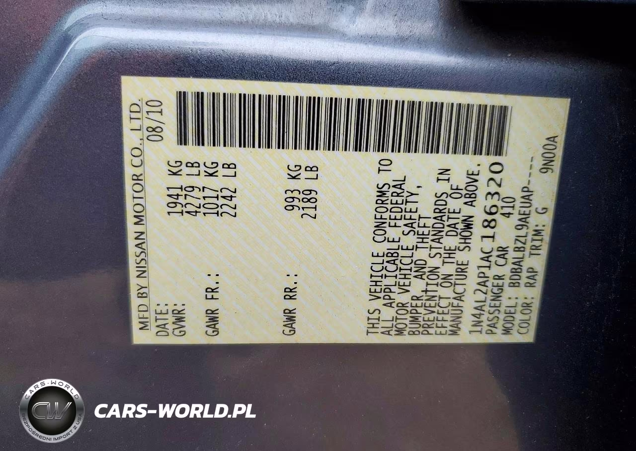 2010 Nissan Altima Base VIN:1N4AL2AP1AC186320 - 12
