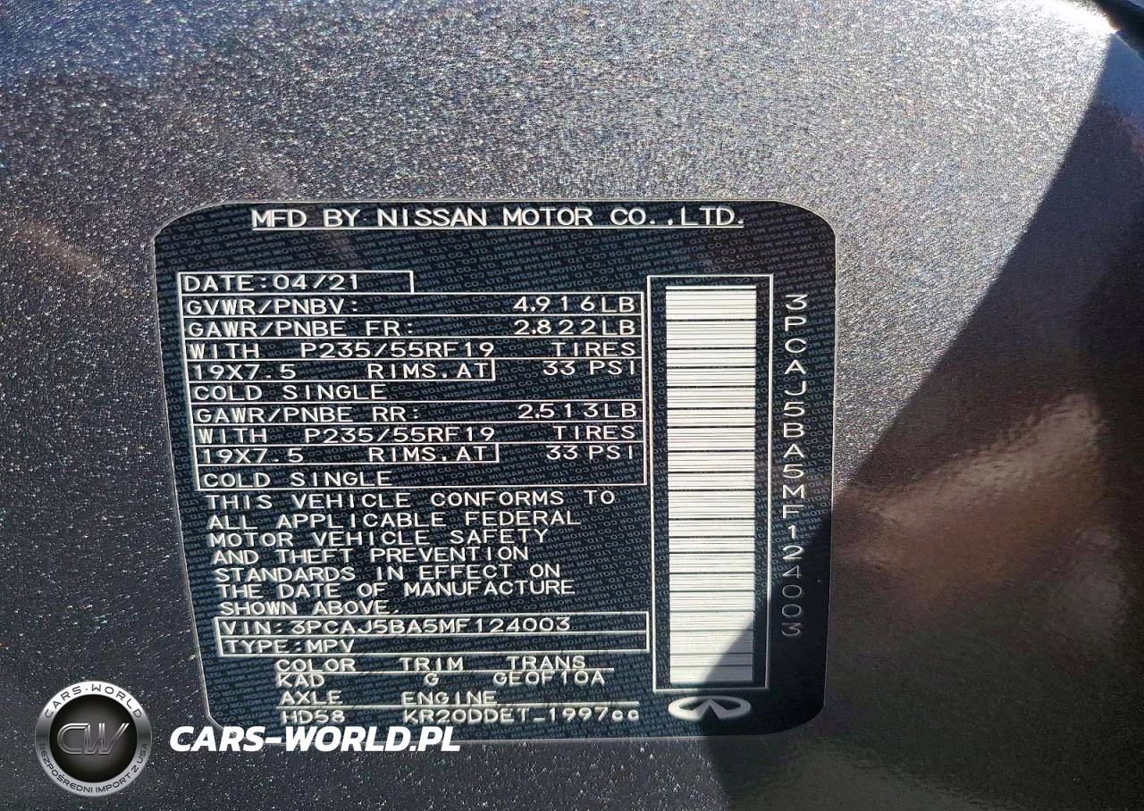 2021 Infiniti Qx50 Luxe VIN:3PCAJ5BA5MF124003 - 13