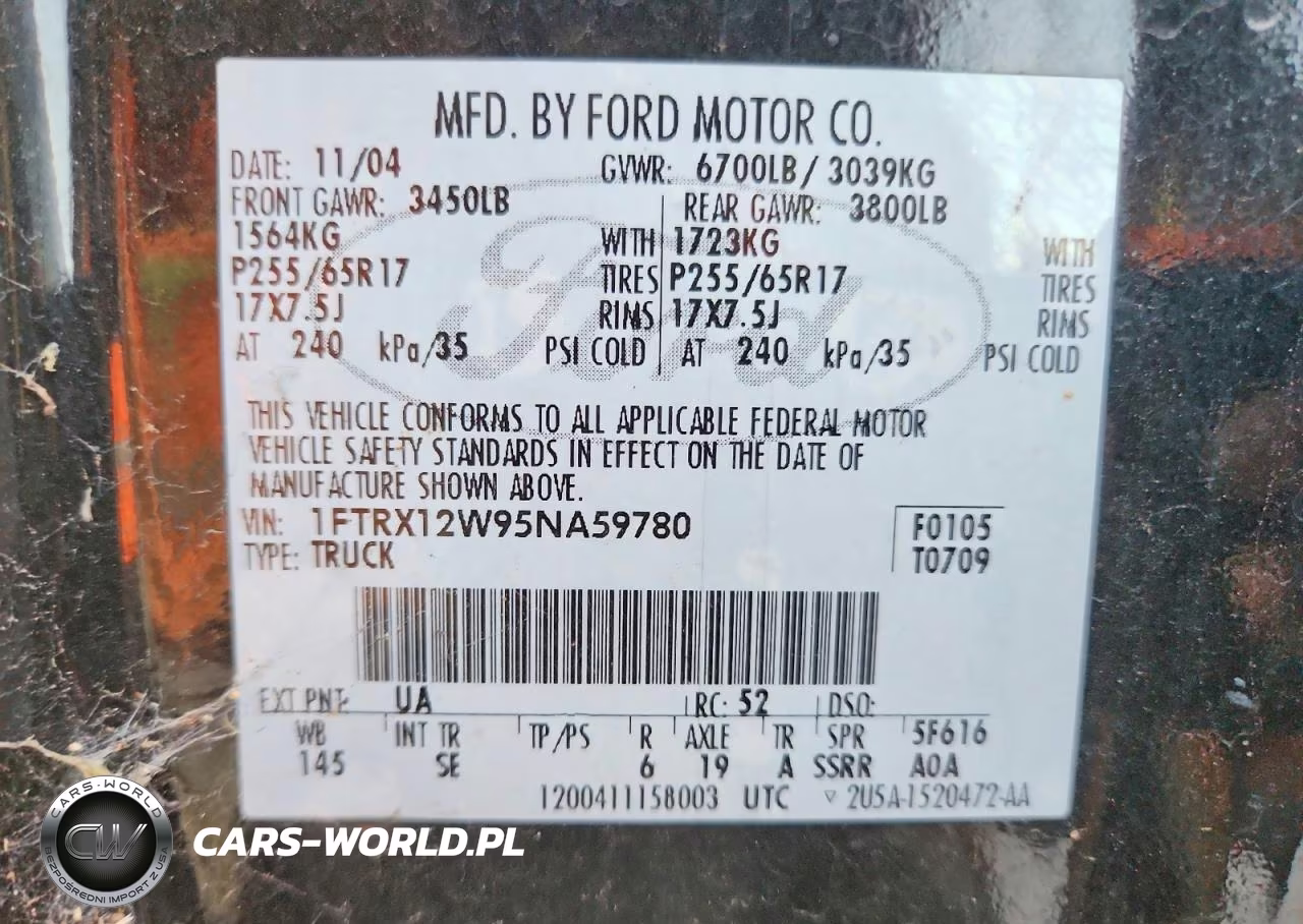 2005 Ford F-150 VIN:1FTRX12W95NA59780 - 12