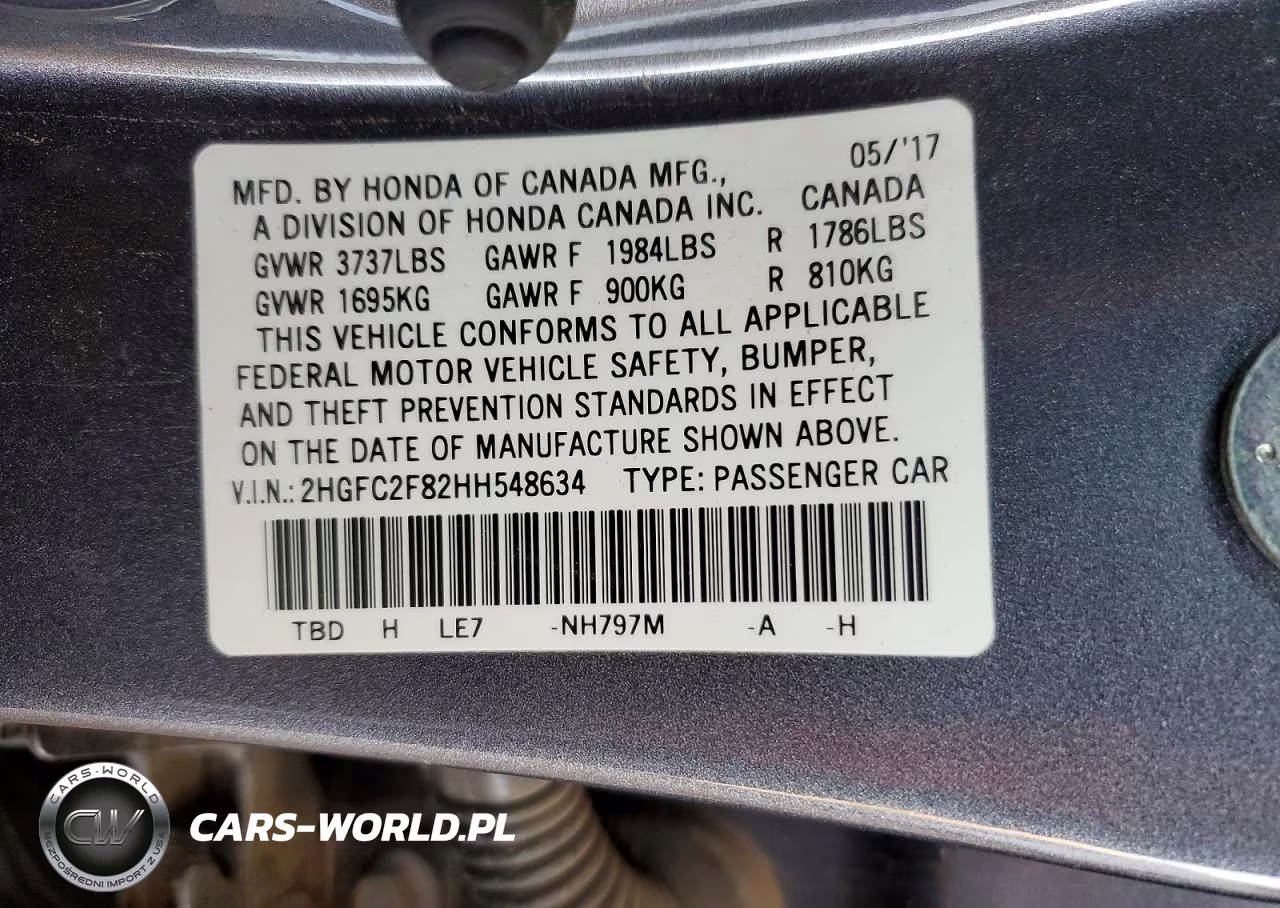 2017 Honda Civic Ex VIN:2HGFC2F82HH548634 - 12