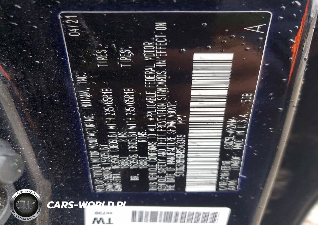 2021 Toyota Highlander Xle VIN:5TDGZRBH6MS543349 - 13