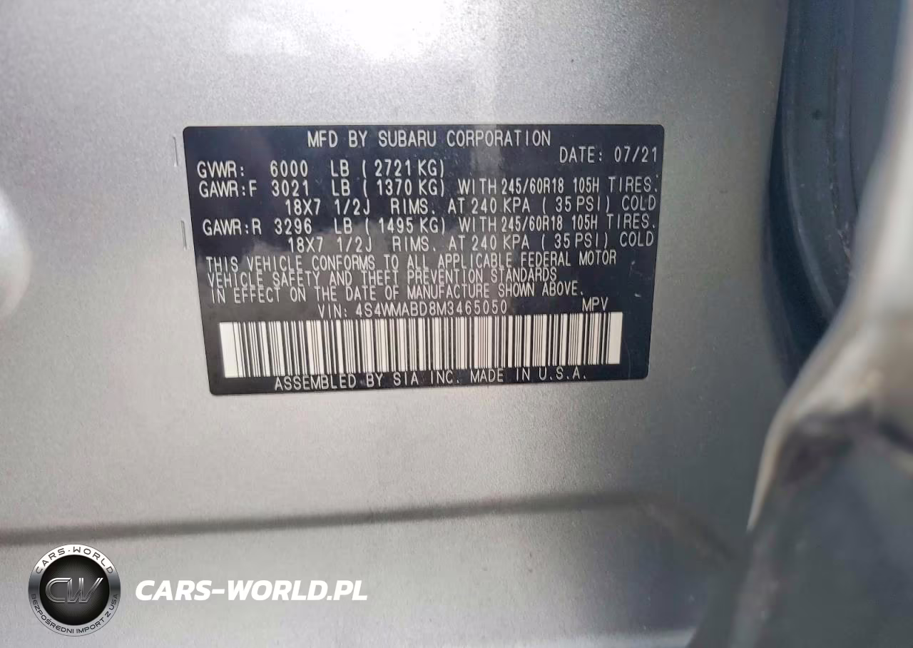 2021 Subaru Ascent Premium VIN:4S4WMABD8M3465050 - 12