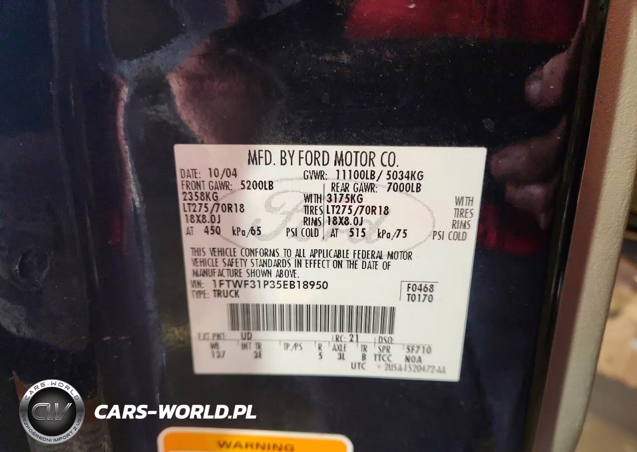 2005 Ford F350 Srw Super Duty VIN:1FTWF31P35EB18950 - 12