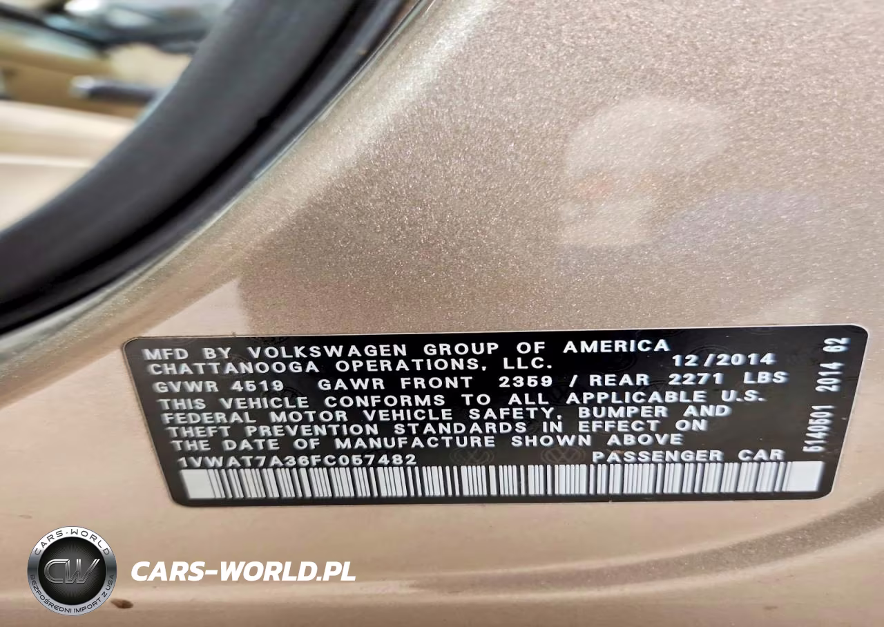 2015 Volkswagen Passat VIN:1VWAT7A36FC057482 - 12