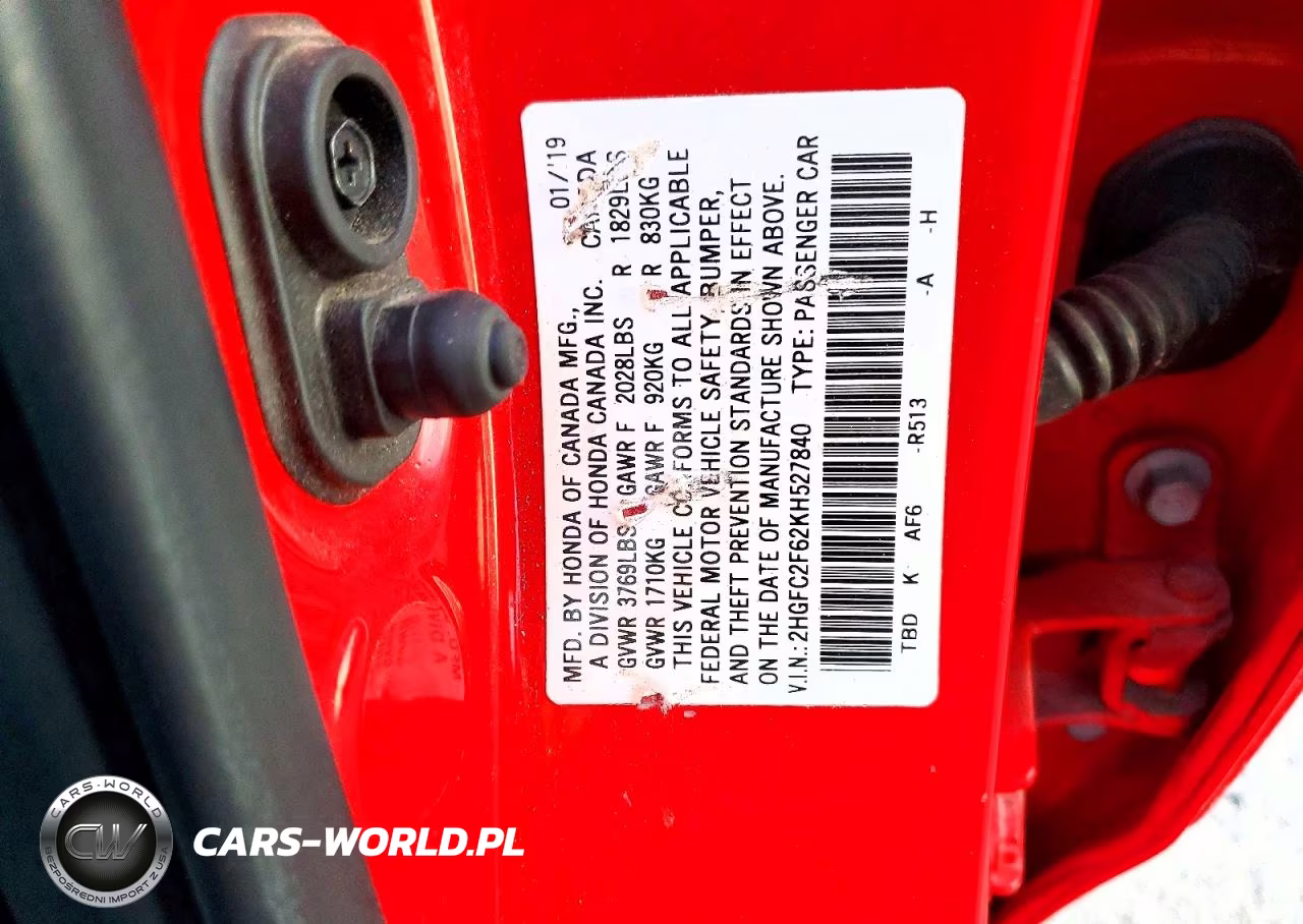 2019 Honda Civic Lx VIN:2HGFC2F62KH527840 - 12