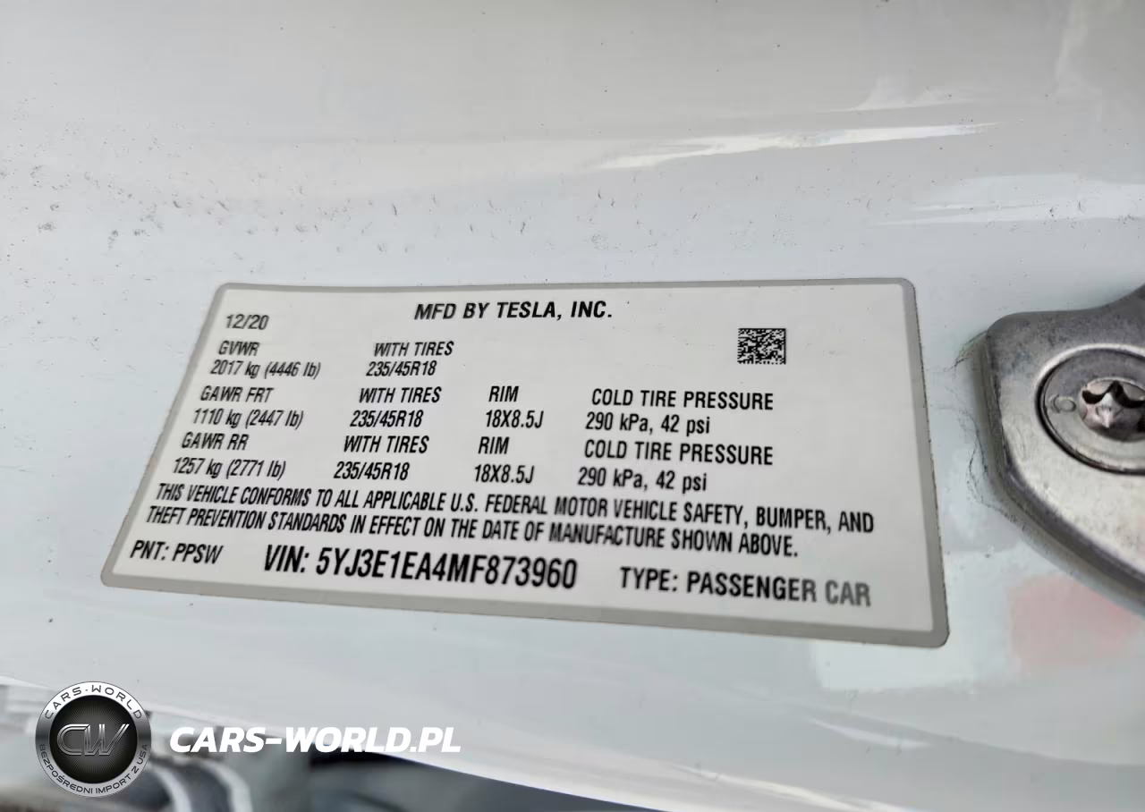 2021 Tesla Model 3 VIN:5YJ3E1EA4MF873960 - 12