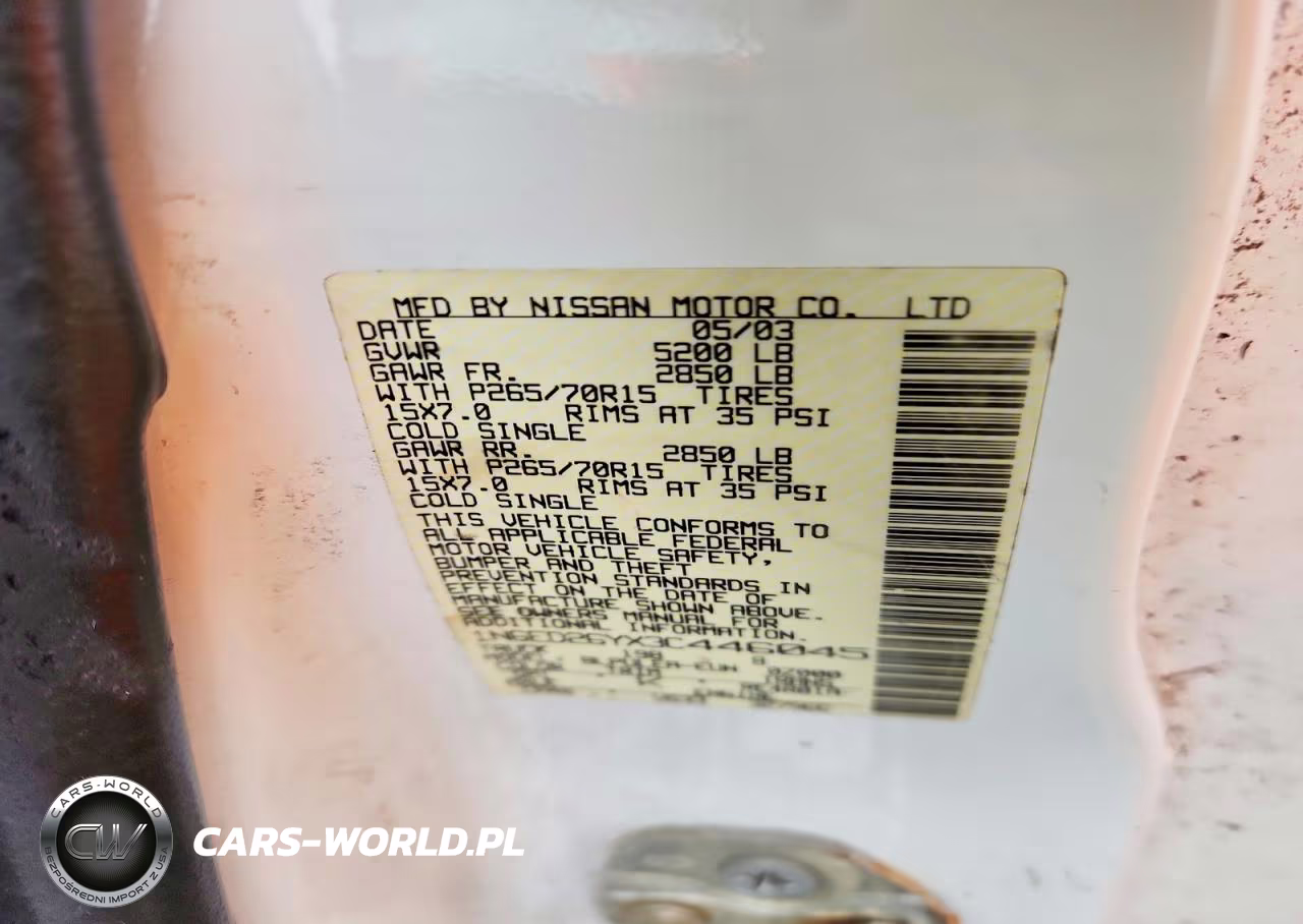 2003 Nissan Frontier Xe-V6 VIN:1N6ED26YX3C446045 - 12