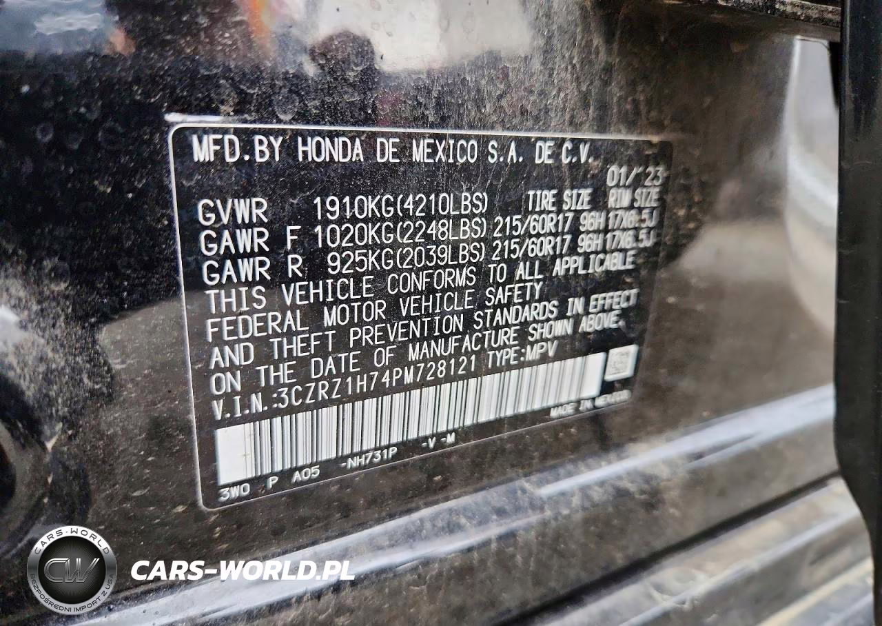 2023 Honda Hr-V Exl VIN:3CZRZ1H74PM728121 - 13