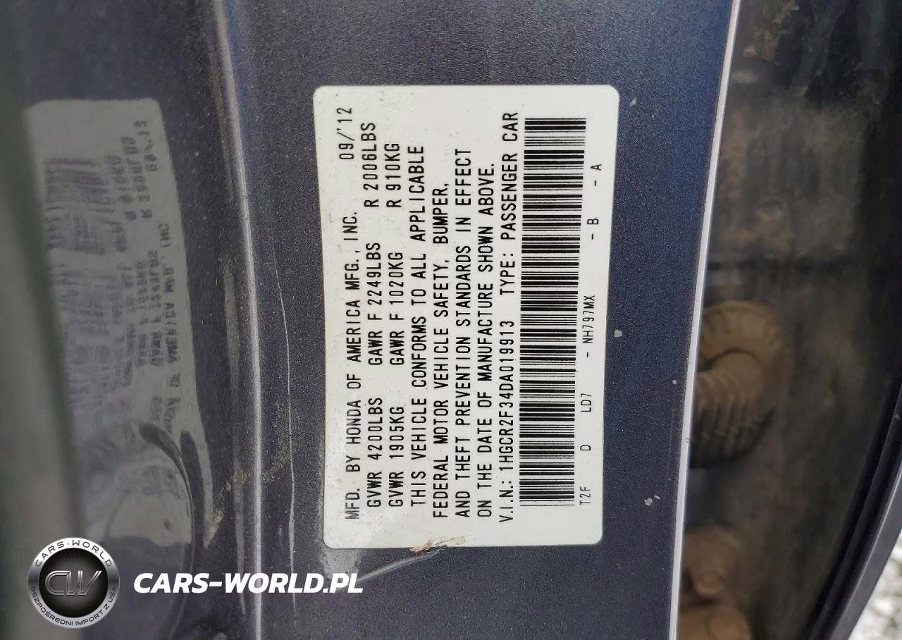 2013 Honda Accord Lx VIN:1HGCR2F34DA019913 - 12
