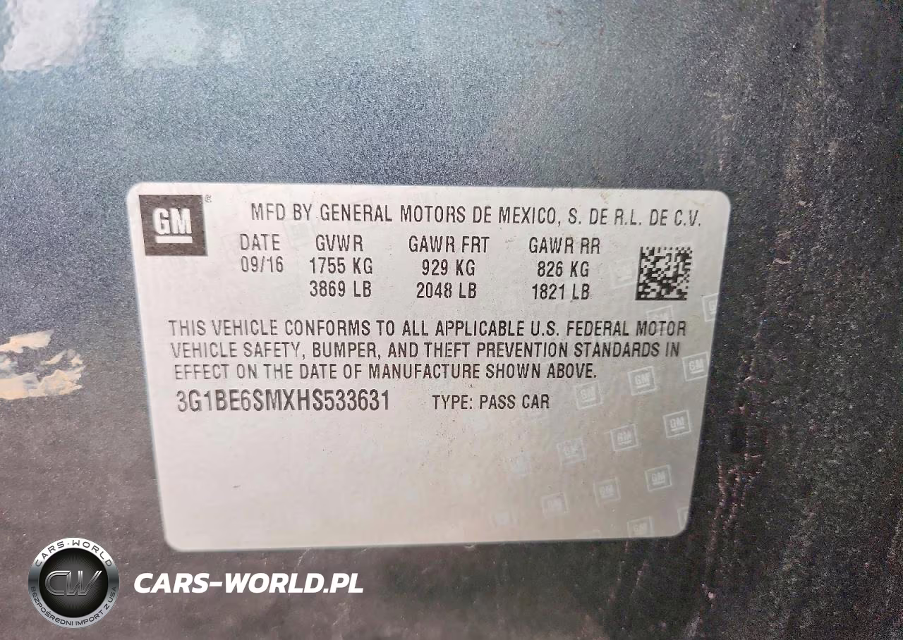 2017 Chevrolet Cruze Lt VIN:3G1BE6SMXHS533631 - 12