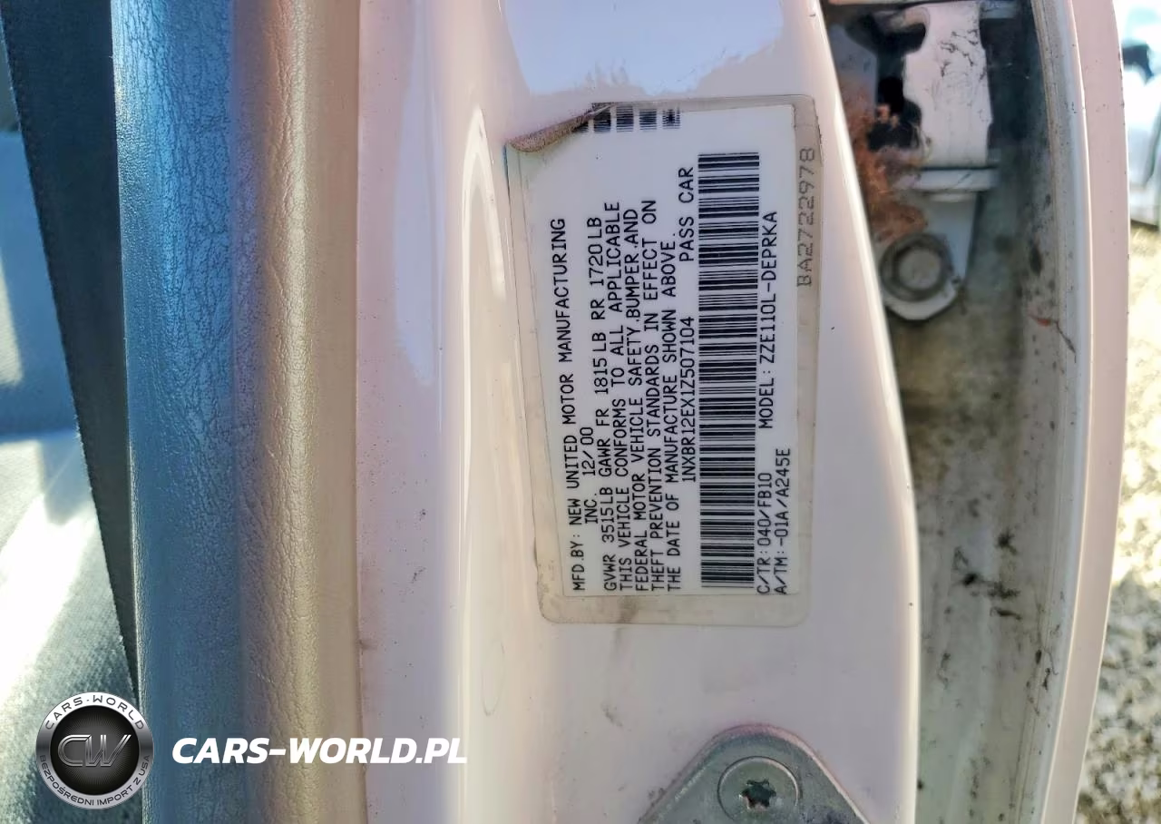2001 Toyota Corolla Ce VIN:1NXBR12EX1Z507104 - 12