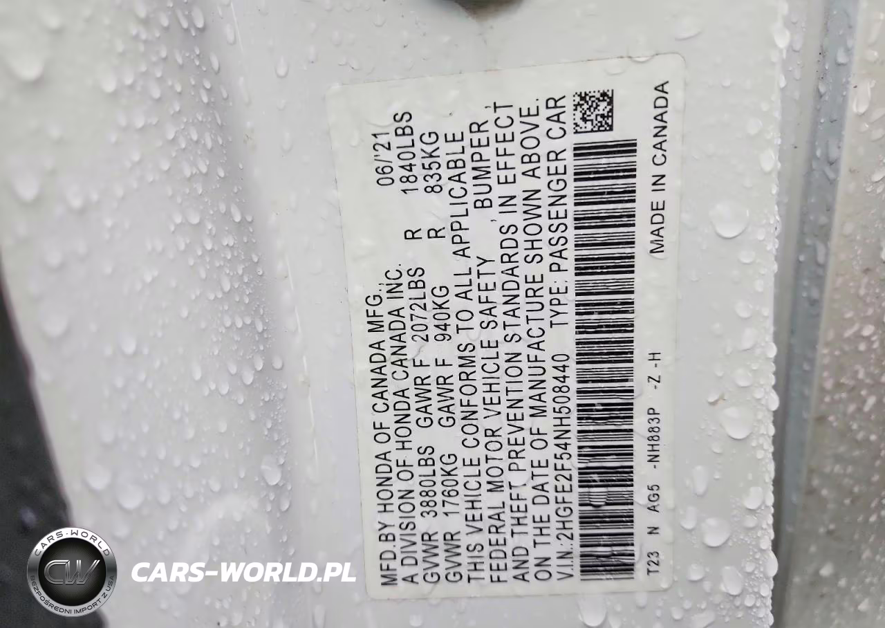 2022 Honda Civic Sport VIN:2HGFE2F54NH508440 - 13