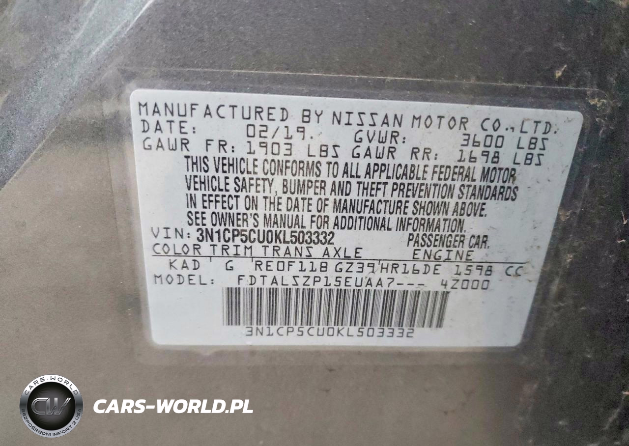 2019 Nissan Kicks S VIN:3N1CP5CU0KL503332 - 12
