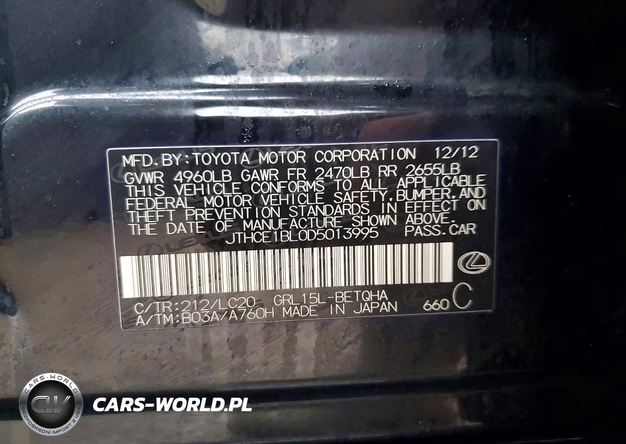 2013 Lexus Gs 350 VIN:JTHCE1BL0D5013995 - 12