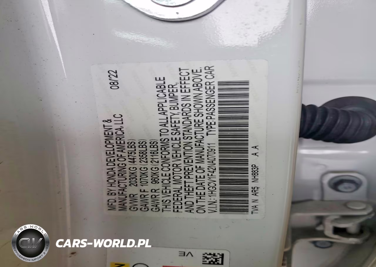 2022 Honda Accord Sport Se VIN:1HGCV1F42NA070911 - 12