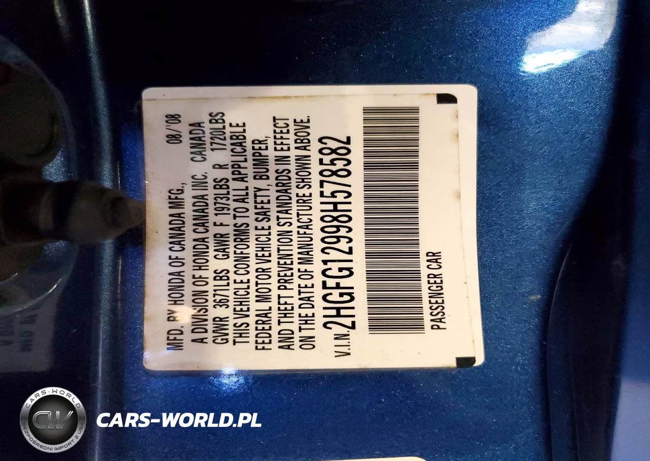 HONDA CIVIC EXL VIN:2HGFG12998H578582 - 12