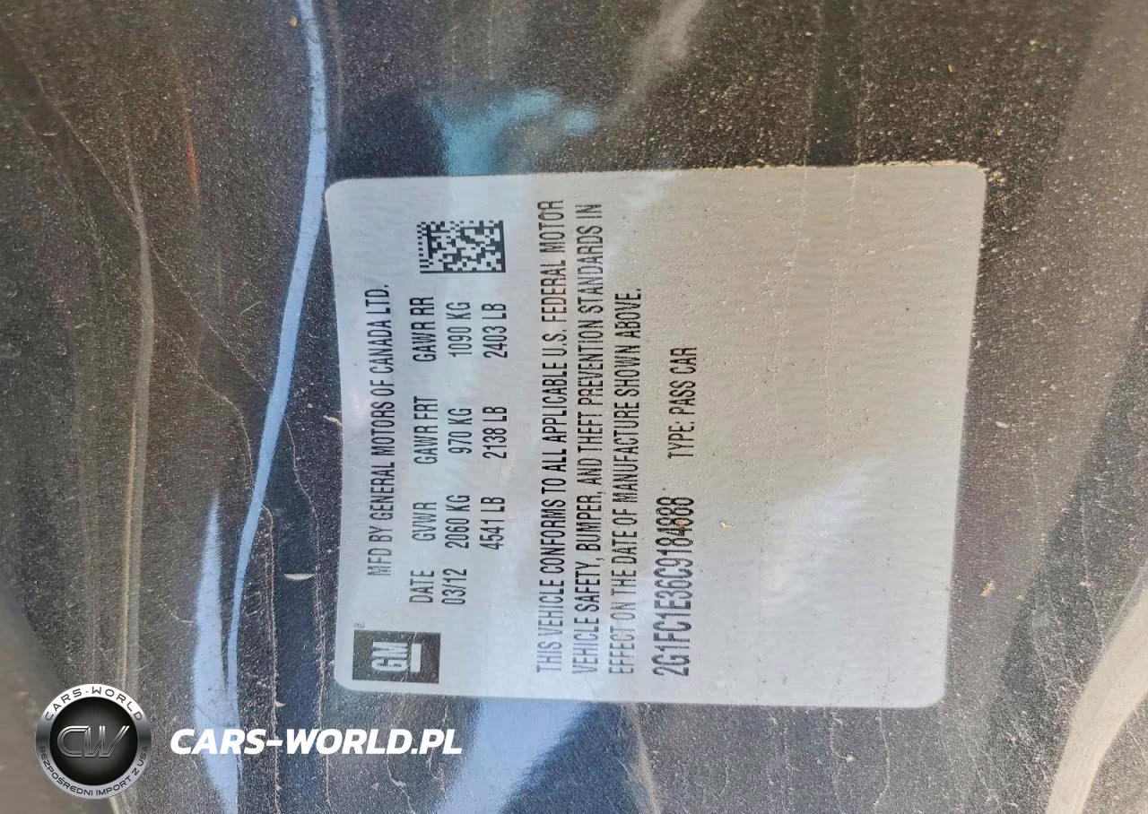 2012 Chevrolet Camaro Lt VIN:2G1FC1E36C9184888 - 12