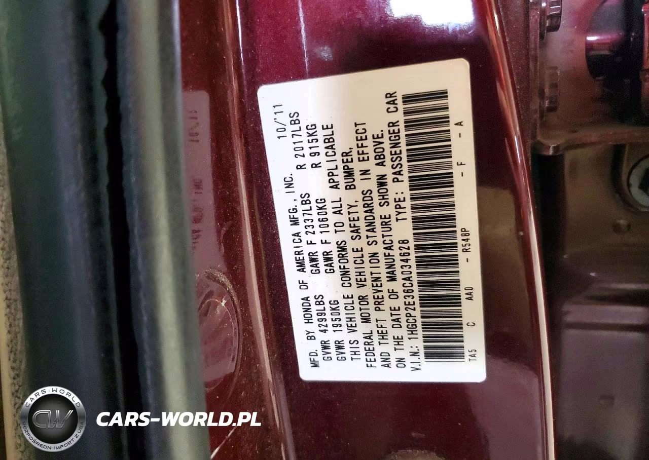 2012 Honda Accord Lx VIN:1HGCP2E36CA034628 - 12
