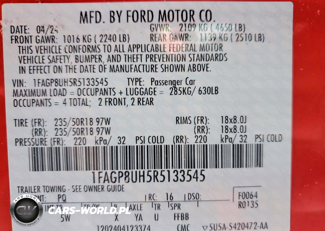 2024 Ford Mustang VIN:1FAGP8UH5R5133545 - 12