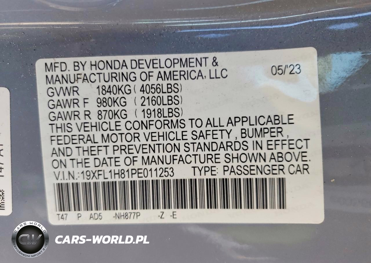 2023 Honda Civic Sport Touring VIN:19XFL1H81PE011253 - 12