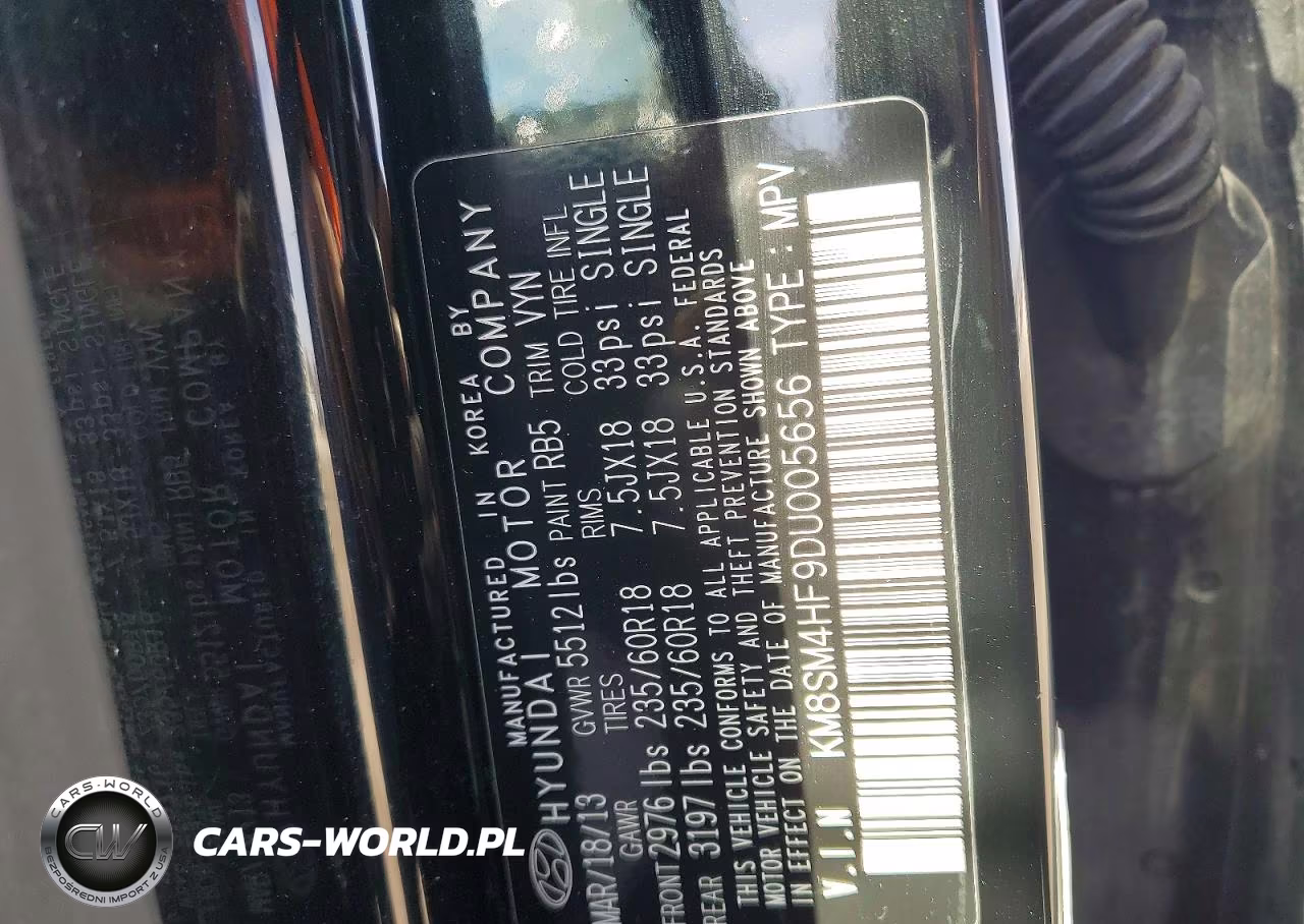 2013 Hyundai Santa Fe Gls VIN:KM8SM4HF9DU005656 - 12