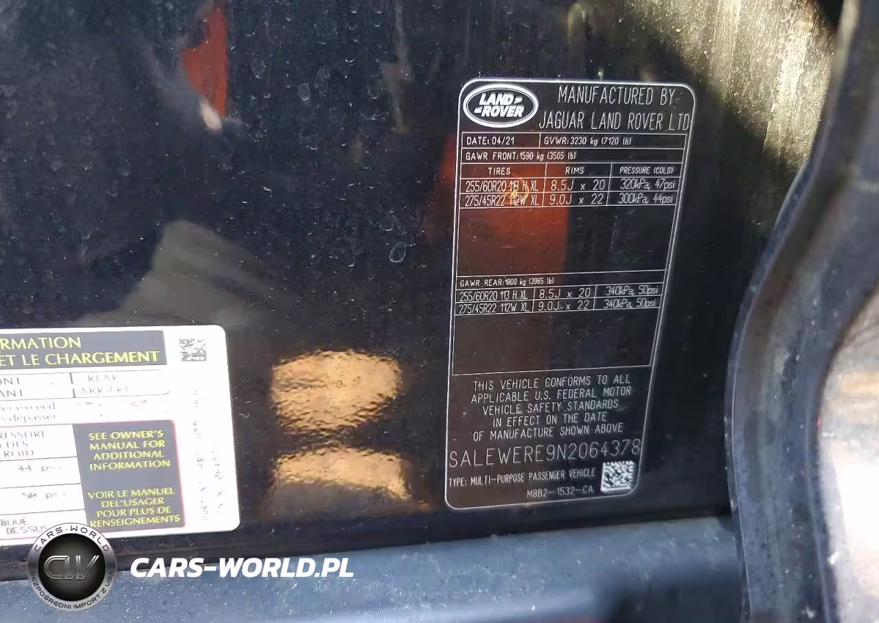 2022 Land Rover Defender 110 VIN:SALEWERE9N2064378 - 12