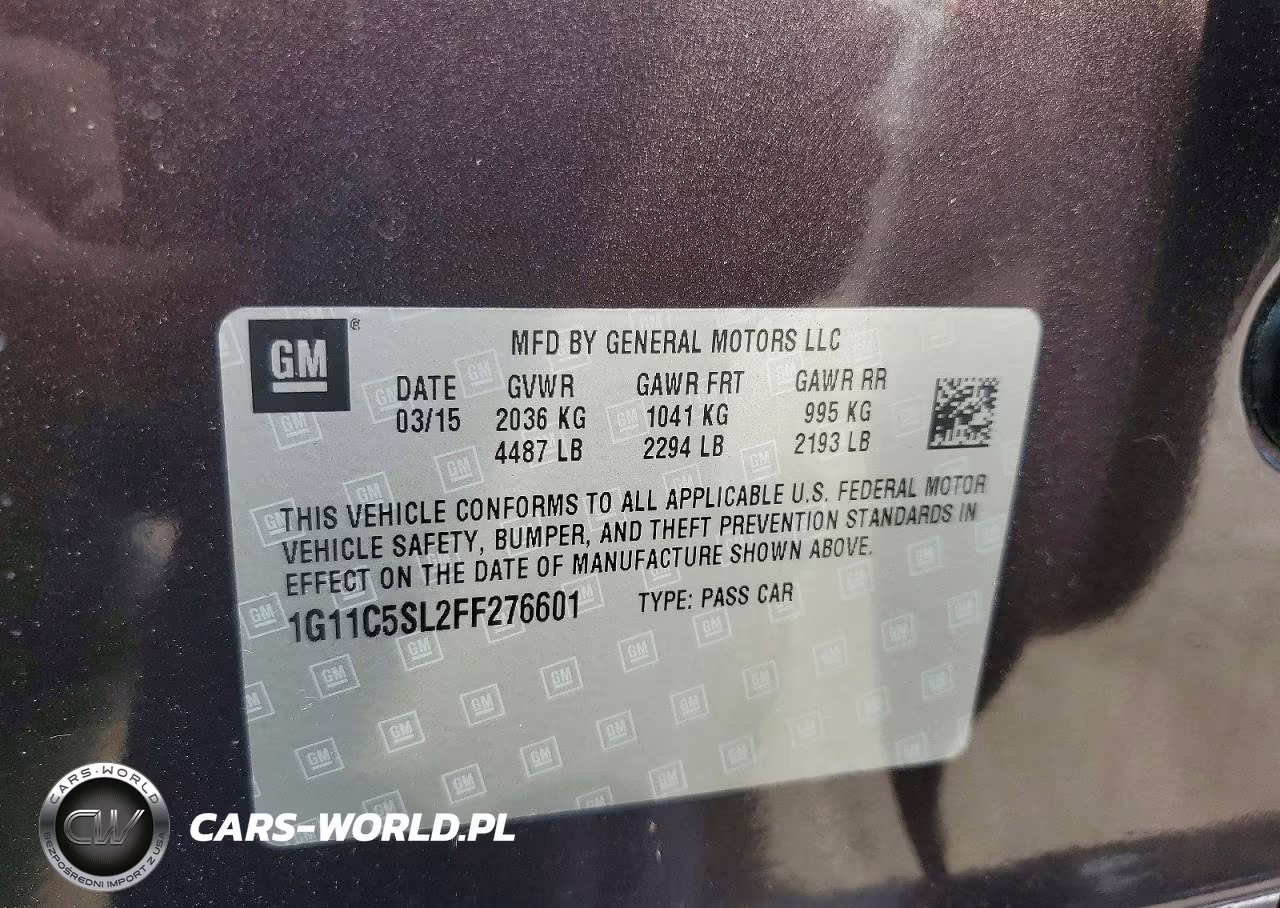 2015 Chevrolet Malibu VIN:1G11C5SL2FF276601 - 12