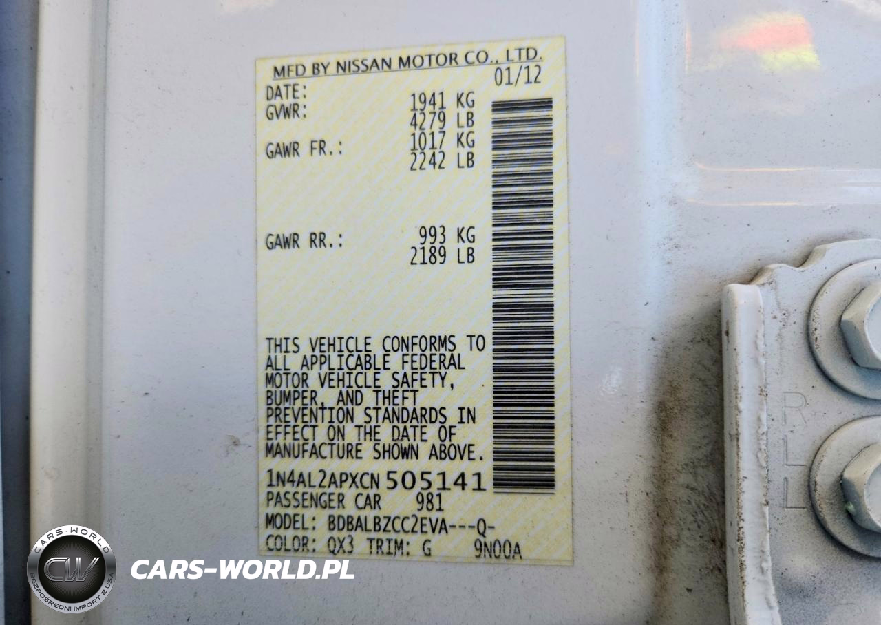 2012 Nissan Altima Base VIN:1N4AL2APXCN505141 - 13