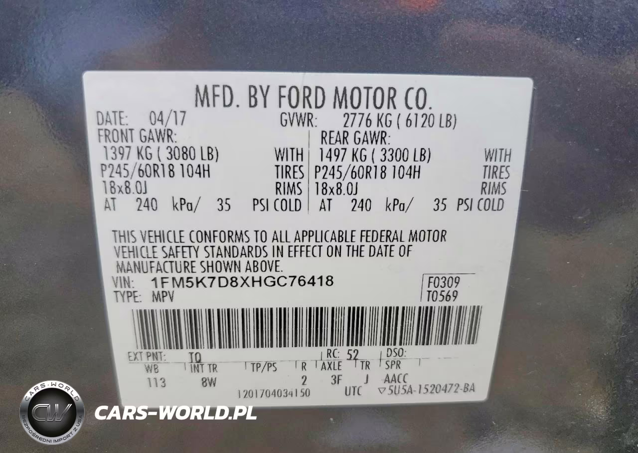 2017 Ford Explorer Xlt VIN:1FM5K7D8XHGC76418 - 14
