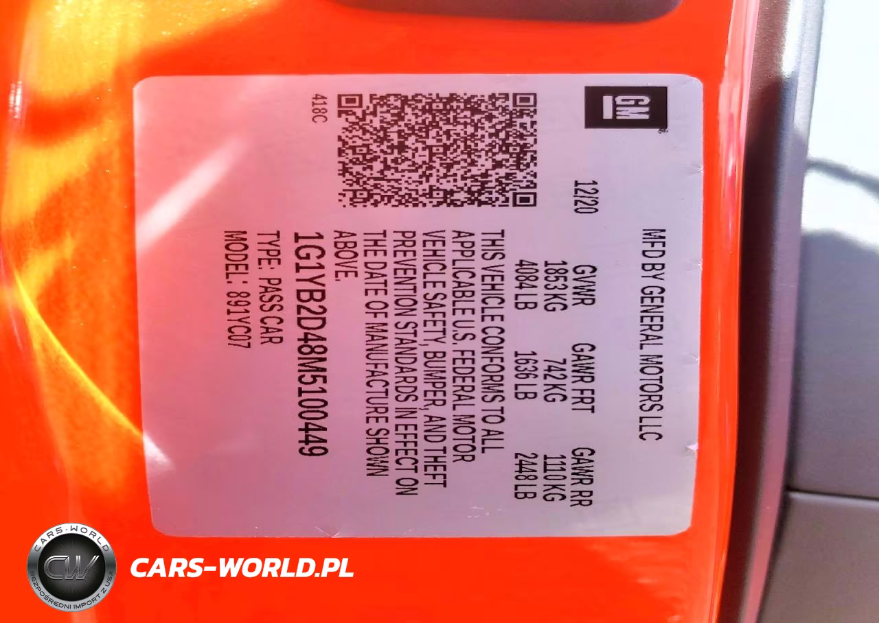 2021 Chevrolet Corvette Stingray 2Lt VIN:1G1YB2D48M5100449 - 12